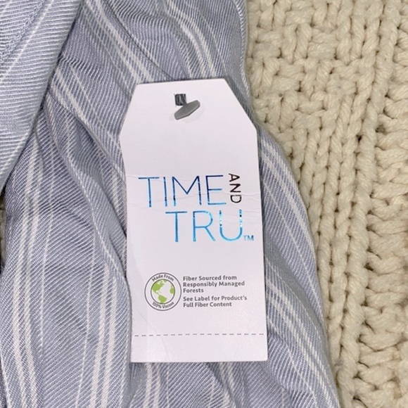 Time and Tru blue striped shirt dress new with tags size medium - Picture 7 of 8